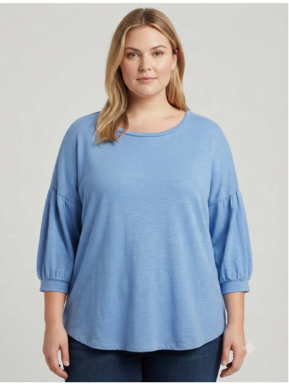 PureJill Textured Knit Top Blue XL Petite